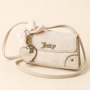 Juicy Couture ivory logo jacquard crossbody bag